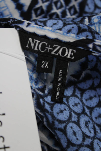 Nic + Zoe Women Sleeveless V Neck Tunic Black Geometric Aztec Size 2X