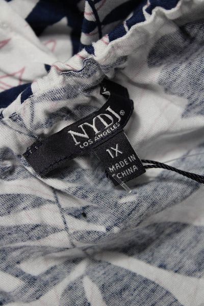 NYDJ Womens Tunic Blouse Dark Blue Floral Sleeveless 51% Cotton Modal Size 1X