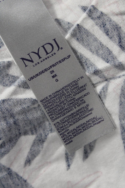 NYDJ Womens Tunic Blouse Dark Blue Floral Sleeveless Cotton Modal Size 2X
