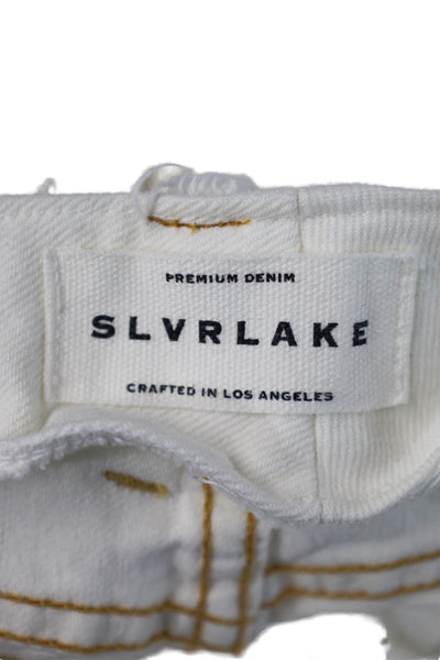 Slvrlake Womens Cropped White Cotton High Rise Pants Button Size 28