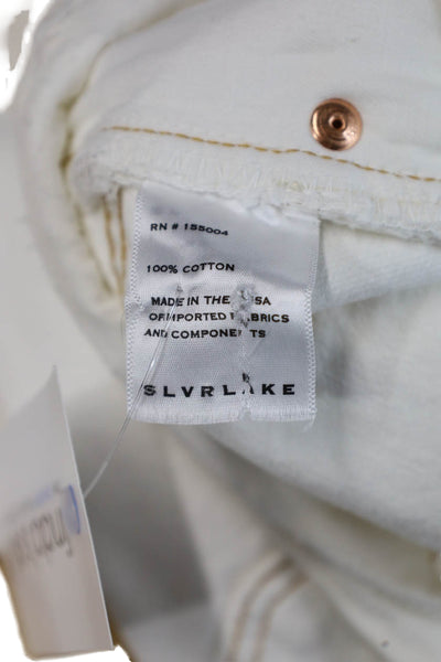 Slvrlake Womens Cropped White Cotton High Rise Pants Button Size 28