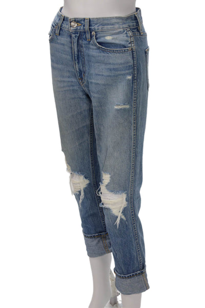 Slvrlake Women Boyfriend Cropped Jeans Blue High Rise Size 25