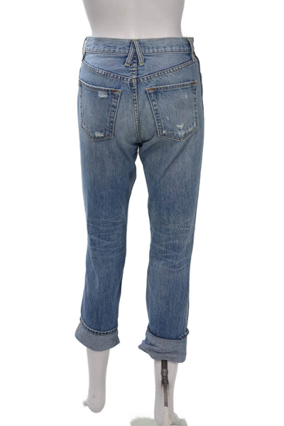 Slvrlake Women Boyfriend Cropped Jeans Blue High Rise Size 25