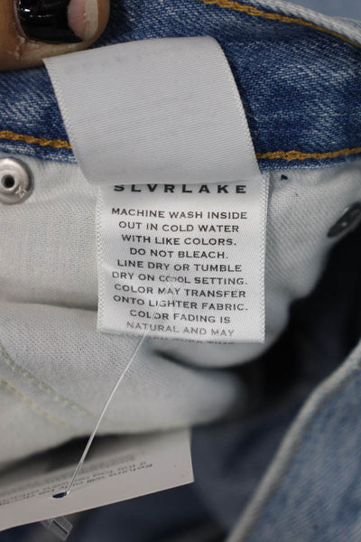 Slvrlake Women Boyfriend Cropped Jeans Blue High Rise Size 25