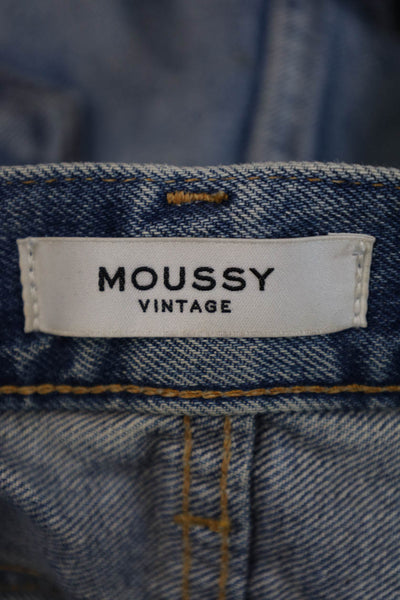 Moussy Women 90s Cropped Straight Blue Jeans Mid Rise Button Size 26