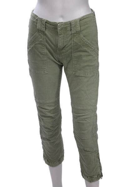 Frame Women Cargo Cropped Pants Green Inseam 26 Size 24