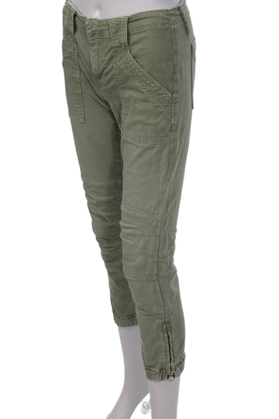 Frame Women Cargo Cropped Pants Green Inseam 26 Size 24