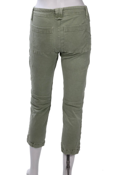Frame Women Cargo Cropped Pants Green Inseam 26 Size 24