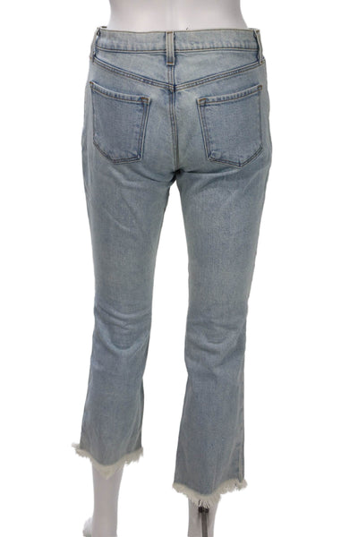 J Brand Women Cropped Straight Jeans Light Blue High Rise Button Size 25