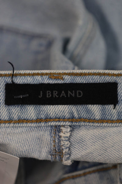 J Brand Women Cropped Straight Jeans Light Blue High Rise Button Size 25