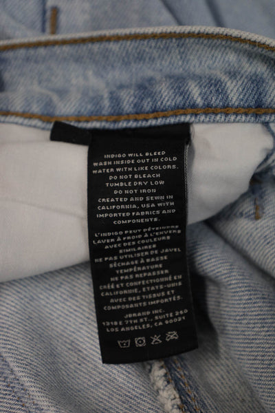 J Brand Women Cropped Straight Jeans Light Blue High Rise Button Size 25