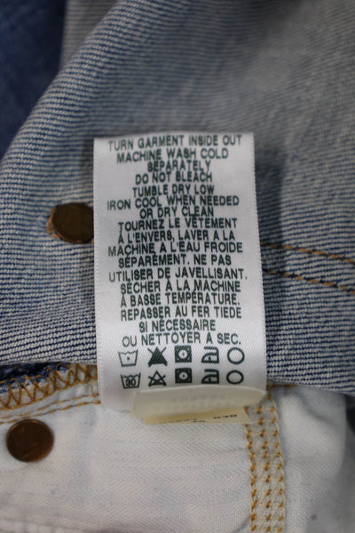 7 For All Mankind Womens Cropped Straight Blue Jeans High Rise Size 25