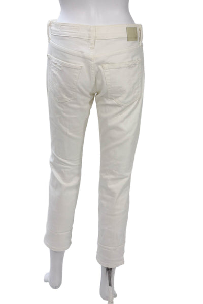 AG Adriano Goldschmied Women Cropped Boyfriend High Rise White Jeans Size 27