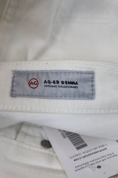 AG Adriano Goldschmied Women Cropped Boyfriend High Rise White Jeans Size 27
