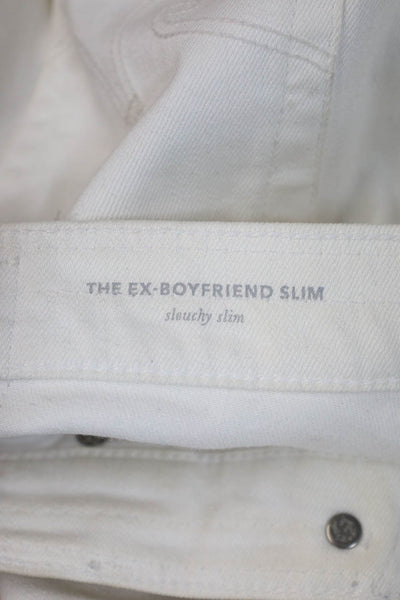 AG Adriano Goldschmied Women Cropped Boyfriend High Rise White Jeans Size 27