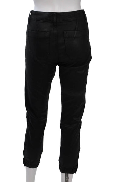 Paige Womens Black Cropped Jogger Pants Button Waist Size 25