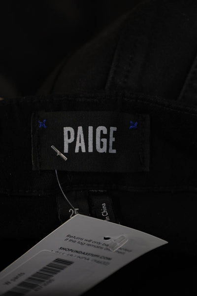 Paige Womens Black Cropped Jogger Pants Button Waist Size 25
