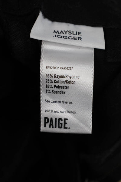 Paige Womens Black Cropped Jogger Pants Button Waist Size 25