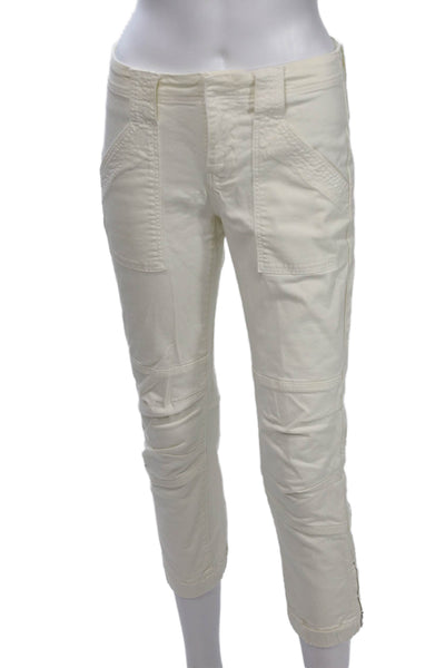Frame Womens Cropped Cargo Ankle Pants White Size 25