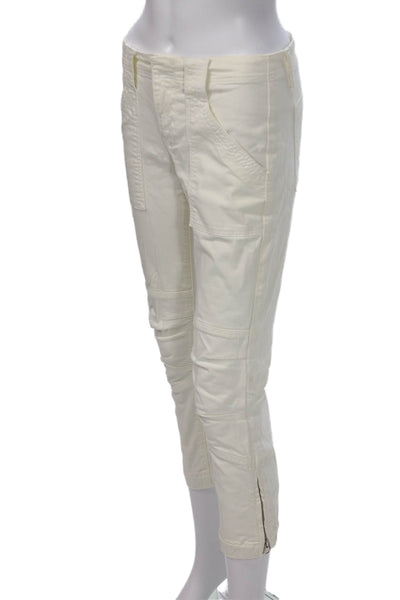 Frame Womens Cropped Cargo Ankle Pants White Size 25