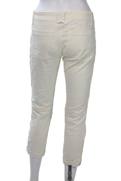 Frame Womens Cropped Cargo Ankle Pants White Size 25