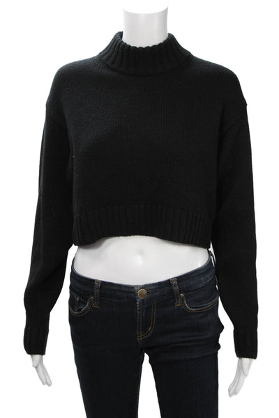 Wilfred Free Womens Pullover Sweater Merino Wool Mock Neck Black Size S
