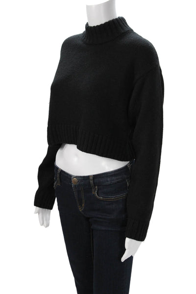 Wilfred Free Womens Pullover Sweater Merino Wool Mock Neck Black Size S