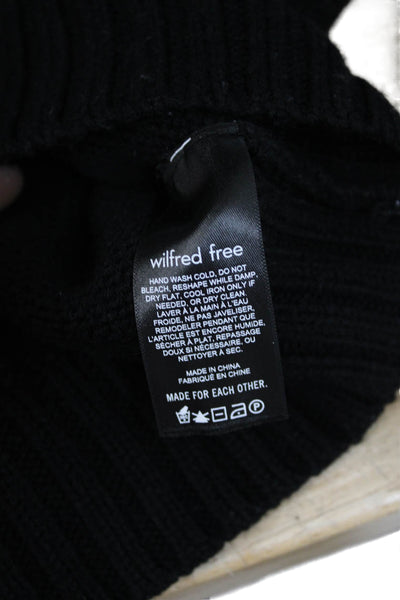 Wilfred Free Womens Pullover Sweater Merino Wool Mock Neck Black Size S