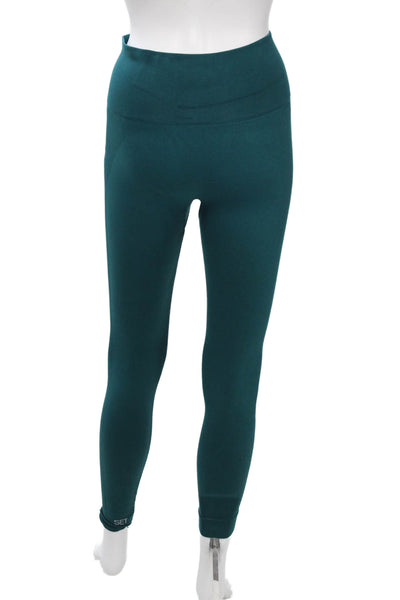 Set Active Womens Ankle Leggings Green Nylon Blend Solid Size XS