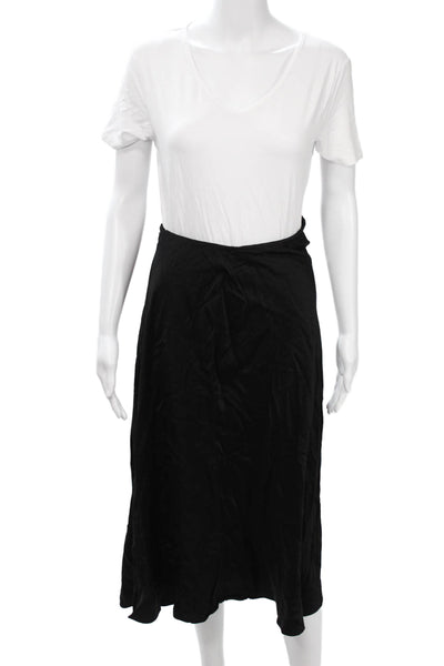 & Other Stories Womens A-Line Wrap Skirt Black Viscose Midi Size S
