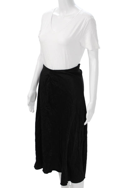 & Other Stories Womens A-Line Wrap Skirt Black Viscose Midi Size S