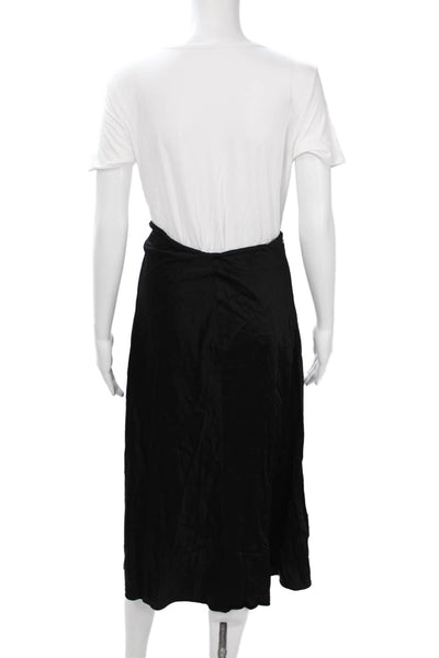 & Other Stories Womens A-Line Wrap Skirt Black Viscose Midi Size S