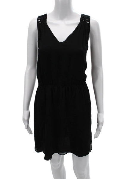 Alice & Trixie Women Black Silk V-Neck Tank Dress Size M