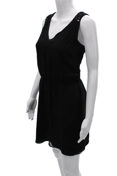 Alice & Trixie Women Black Silk V-Neck Tank Dress Size M