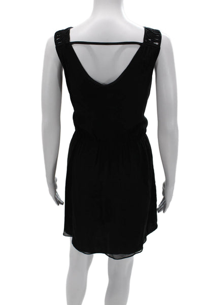 Alice & Trixie Women Black Silk V-Neck Tank Dress Size M
