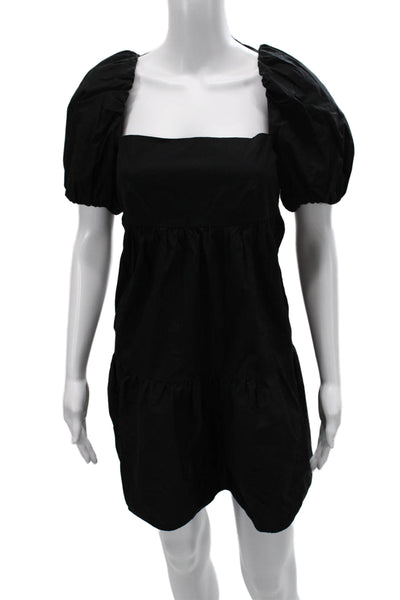 Intermix Womens Black Mini Trapeze Swing Dress Square Neck Size 4