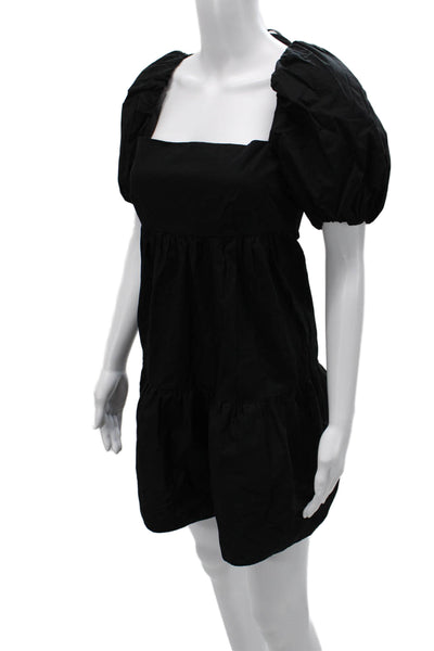 Intermix Womens Black Mini Trapeze Swing Dress Square Neck Size 4