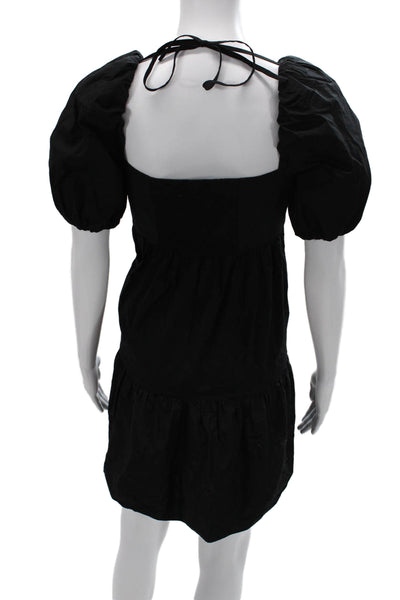 Intermix Womens Black Mini Trapeze Swing Dress Square Neck Size 4