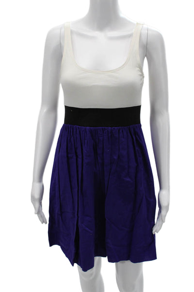 Theory Women Tank Fit & Flare Dress White Square Neck Knee Length Size S