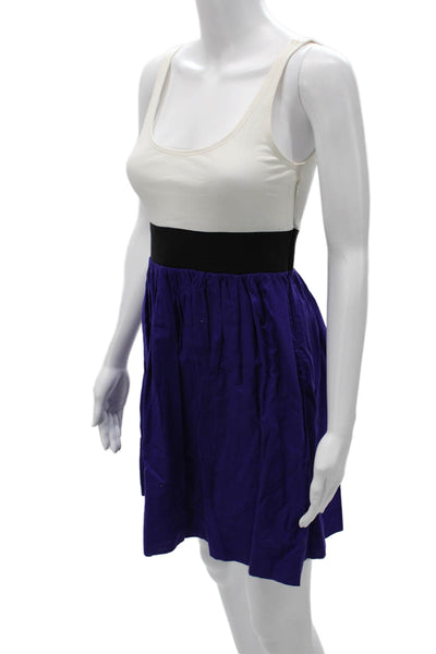 Theory Women Tank Fit & Flare Dress White Square Neck Knee Length Size S