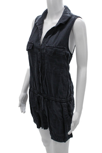 Bella Dahl Womens Sleeveless Jumpsuit Dark Blue Tencel Collar Size L