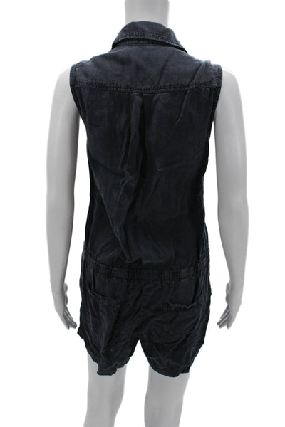 Bella Dahl Womens Sleeveless Jumpsuit Dark Blue Tencel Collar Size L