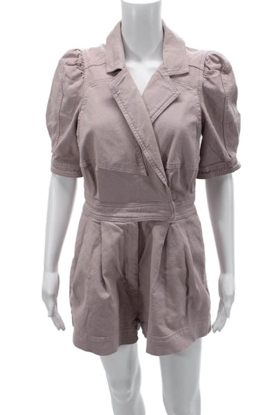 7 For All Mankind Womens Pink Collared Short Sleeve Jumpsuit Size S