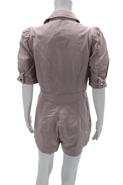 7 For All Mankind Womens Pink Collared Short Sleeve Jumpsuit Size S