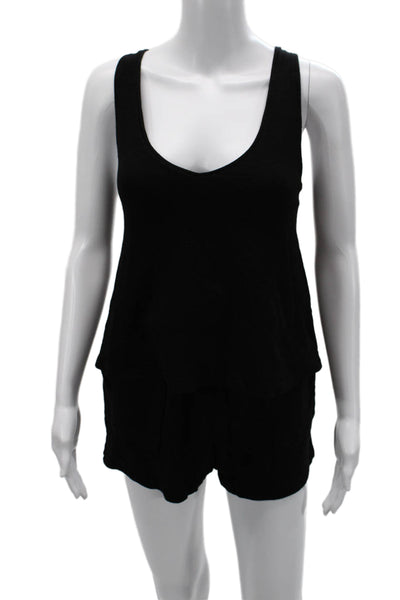 Monrow Womens Black Sleeveless Scoop Neck Romper Size S