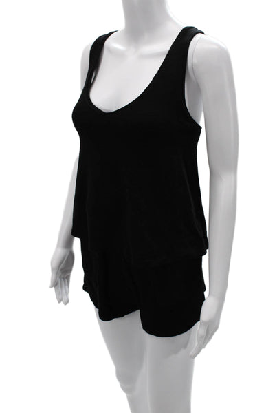 Monrow Womens Black Sleeveless Scoop Neck Romper Size S
