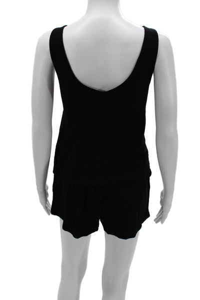 Monrow Womens Black Sleeveless Scoop Neck Romper Size S
