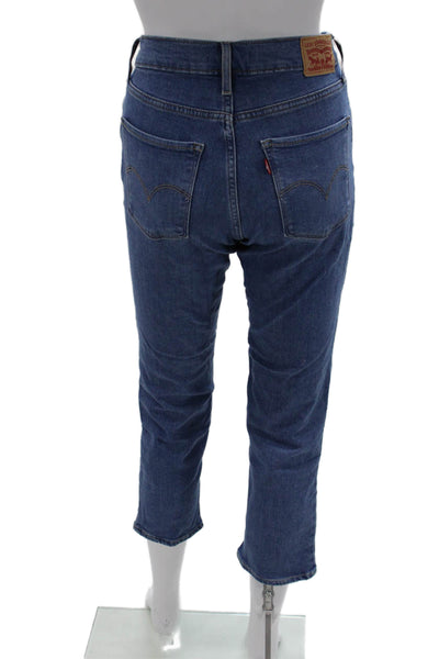 Levi's Womens Petite Cropped Ankle Jeans Blue High Rise Button Size 28