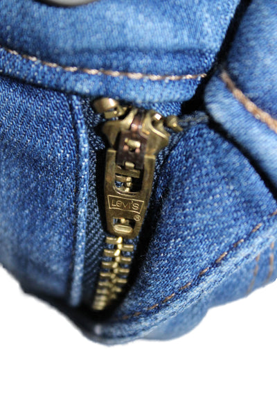 Levi's Womens Petite Cropped Ankle Jeans Blue High Rise Button Size 28