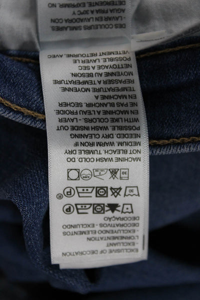 Levi's Womens Petite Cropped Ankle Jeans Blue High Rise Button Size 28